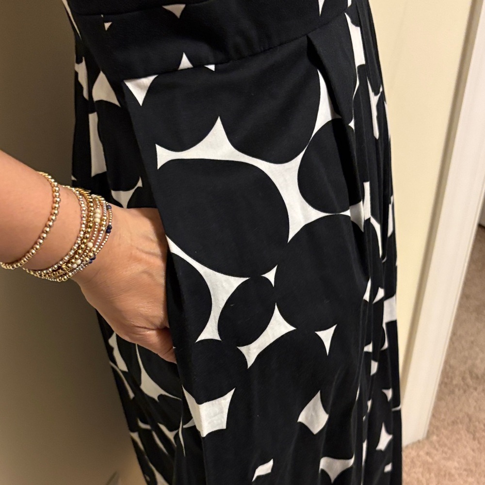 Talbots Black and White Sleeveless A-Line Midi Dress - Picture 2 of 4